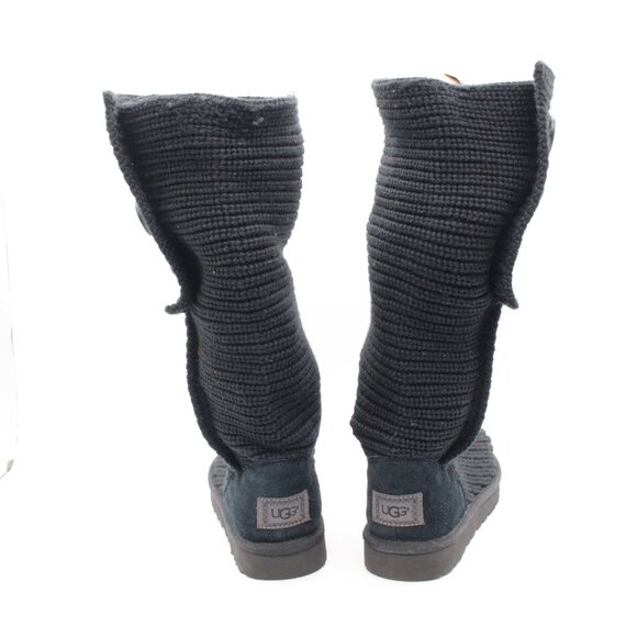 UGG Australia  Women's Size 9 Classic Cardy Knit Black Boots 1016555 - Picture 5 of 8
